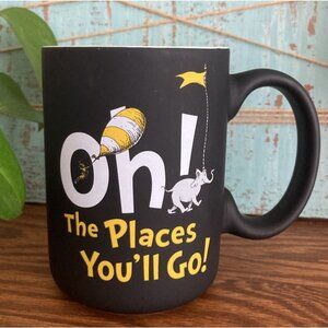 Dr Seuss “Oh The Places You’ll Go!” Matte Black Coffee Mug Graduation Gift